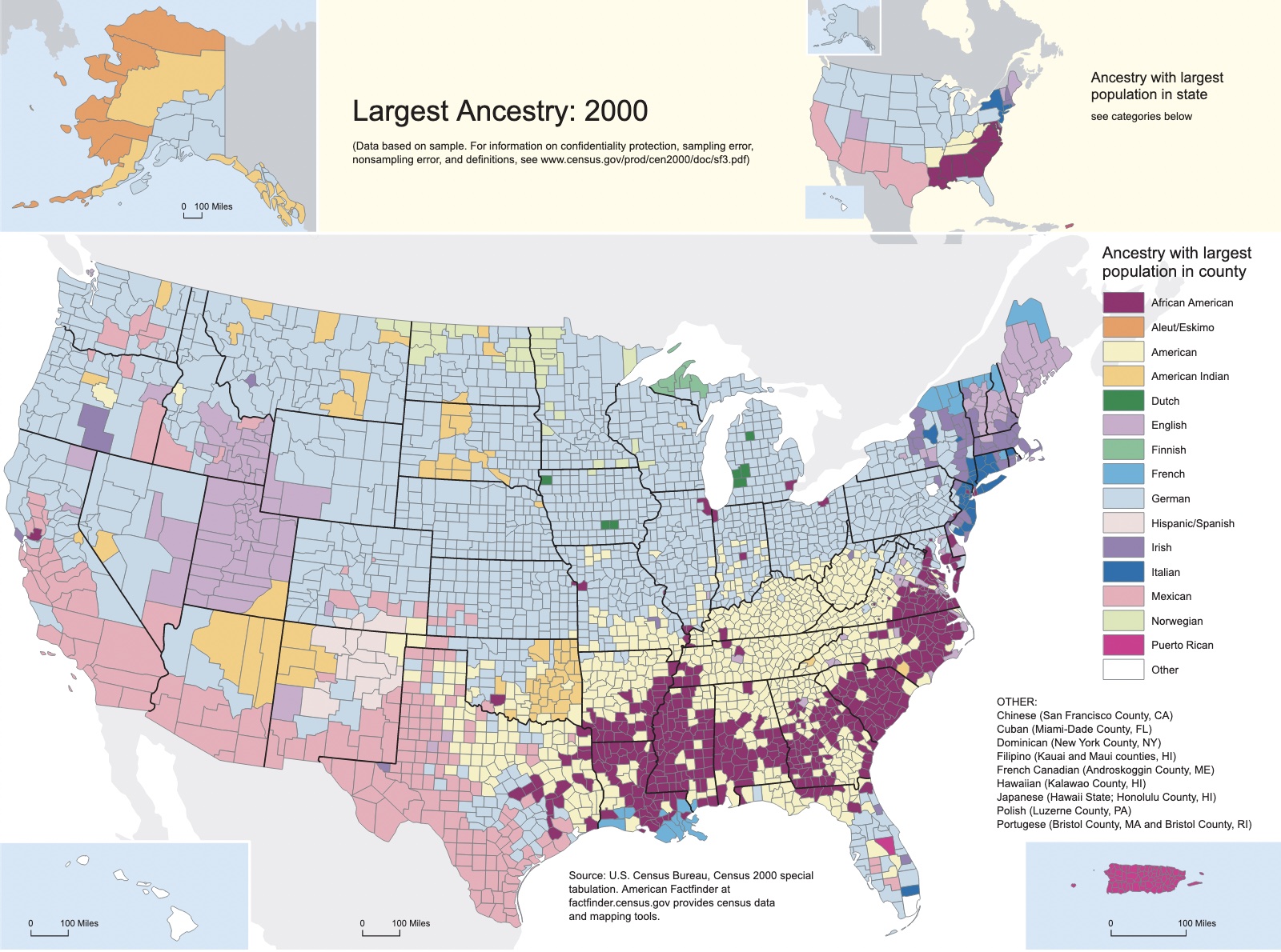 Ancestry per County, Census 2000